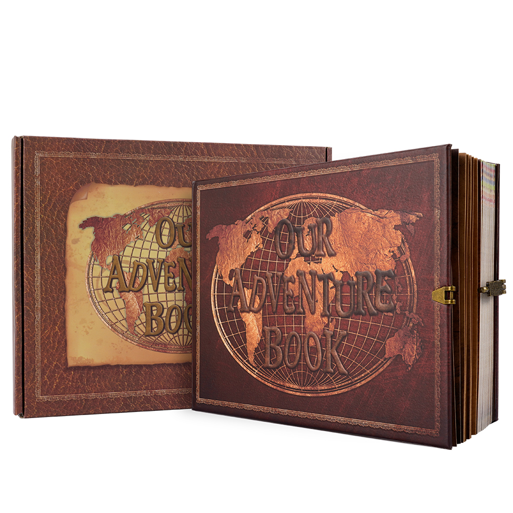 Álbum de fotos de viaje para manualidades, libro de aventuras de cuero, Retro, , aniversario, libro de invitados de boda, de memoria, 180 páginas