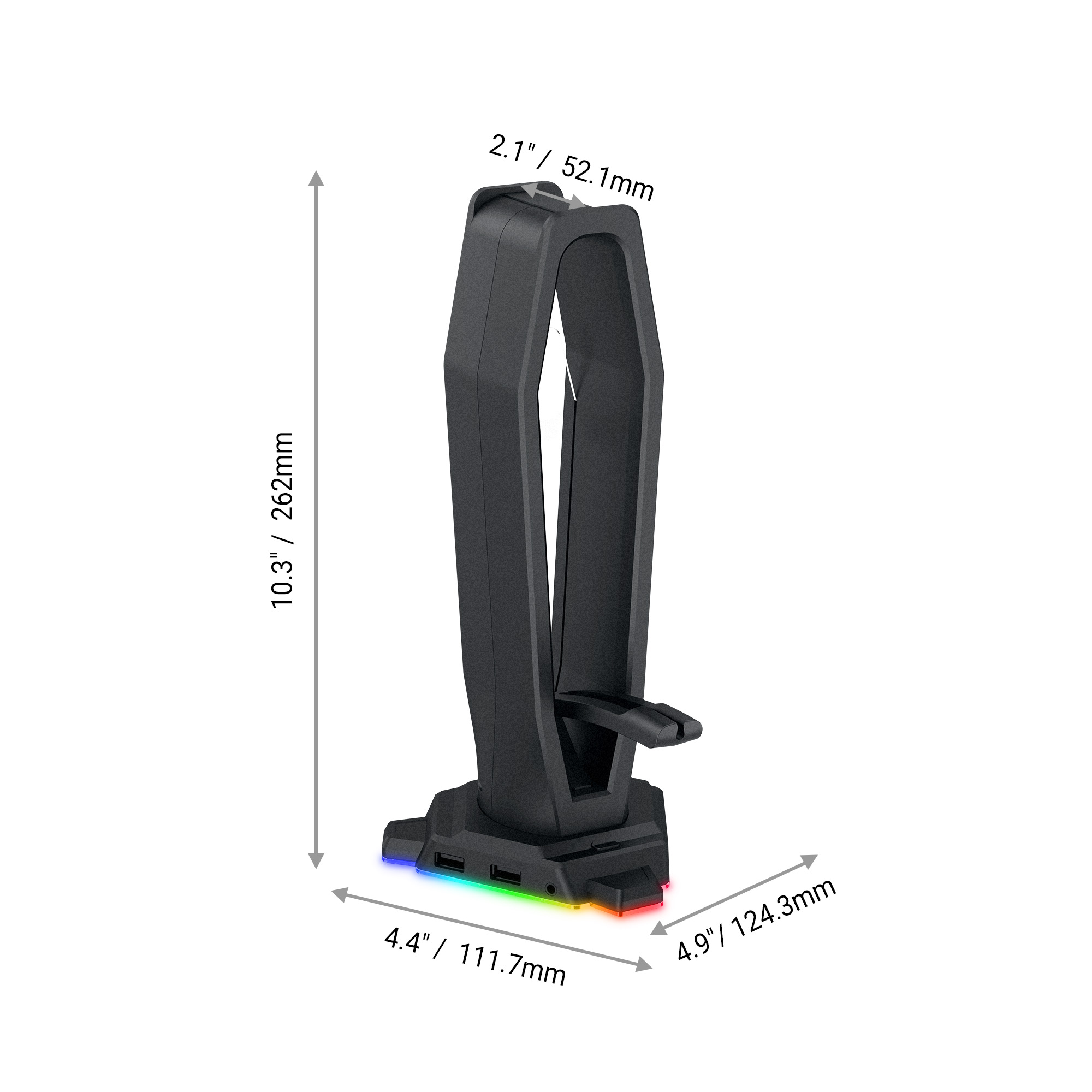 3 in 1 RGB Gaming Headset Halter Kleiderbügel Kopfhörer Stand Schreibtisch Display mit Maus Bungee Kabel Clip Clip Organizer und USB 2,0 Port