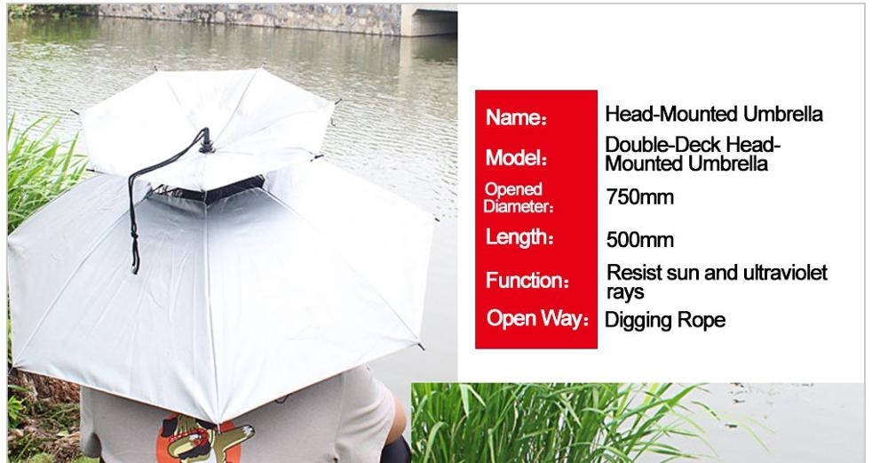 Fishing Hat Portable Anti-Ultraviolet Light Rain Shade Head-Mounted Umbrella For Outdoor Fishing: lenth 500