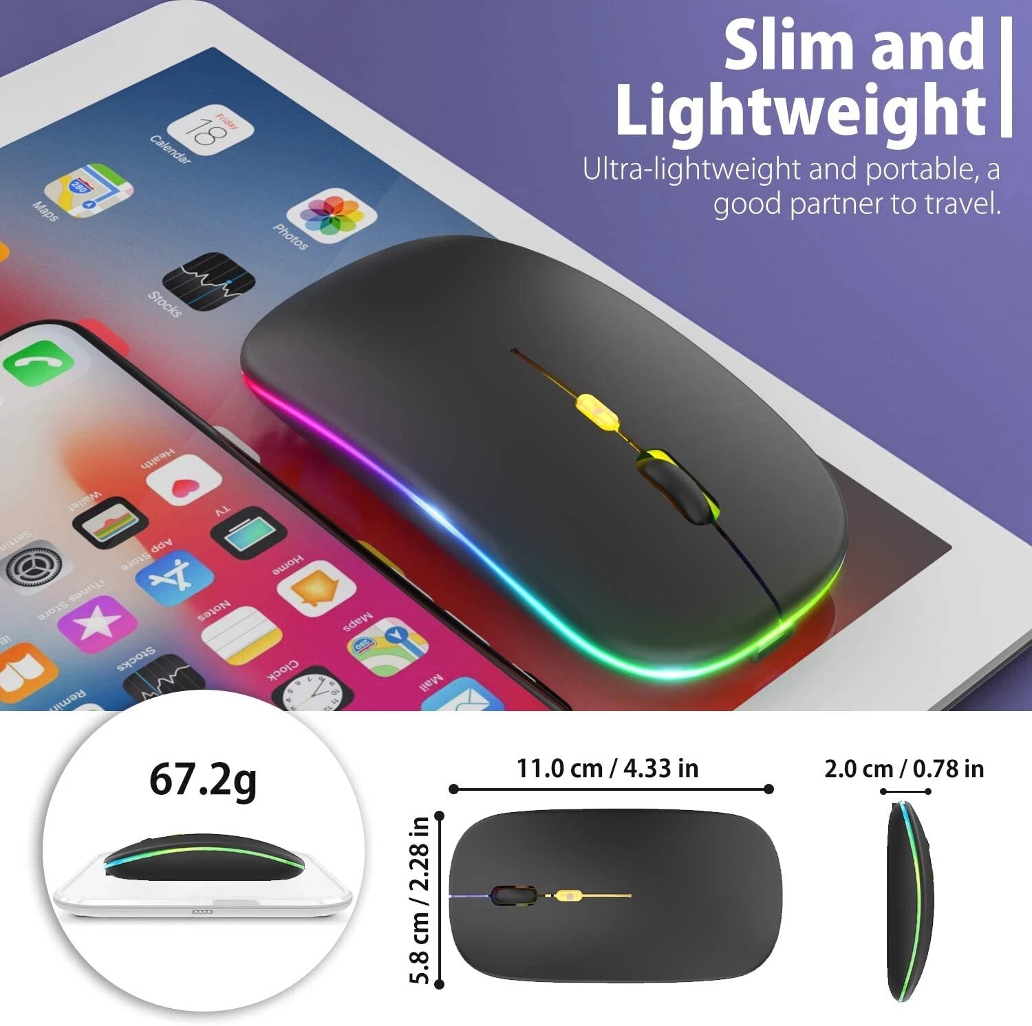 Bluetooth dual-mode wireless mouse charging mouse wireless computer mute LED backlit game office mouse laptop accessories