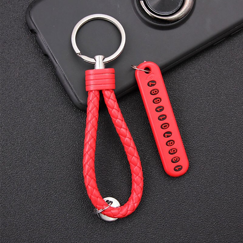 Llavero antipérdida para coche, número de teléfono, tarjeta de aparcamiento temporal, llavero, placa de número de teléfono, llavero, accesorios para llavero: red
