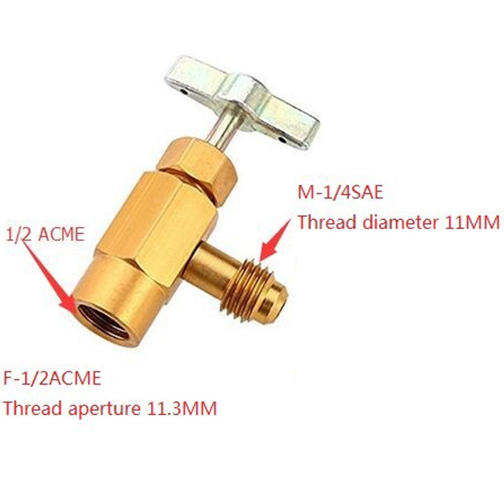 1pc 60*35mm 1/4 gängad adapter r -134a kylmedelsburk utmatning flask kranöppnare ventil