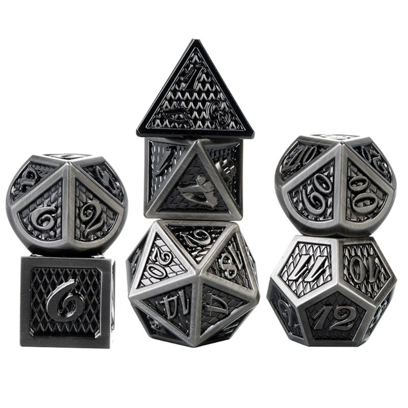 7pcs/set Metal Dice Set RPG MTG DND Metal Polyhedral Dice Role Playing Games: B