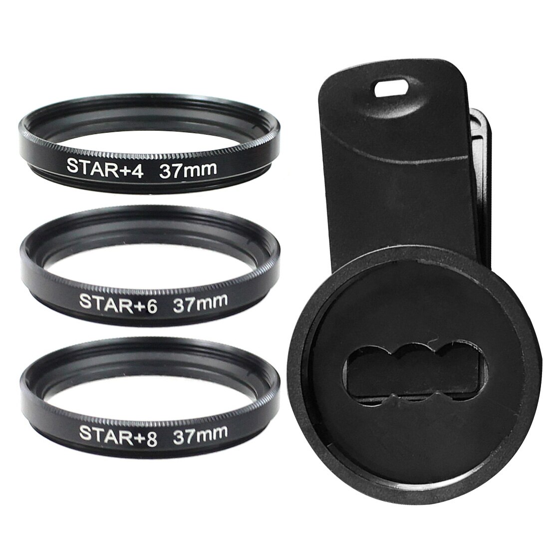 1x Smartphone Camera Lens Filter Set 37Mm Clip 15X 20X Groothoek Macro Nd Uv Ster Lijn Cpl Optische glas Voor Mobiele Mobiele Telefoon: Horizontal Clip SetA