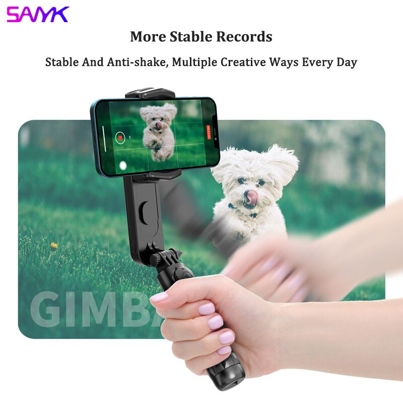 SANYK-estabilizador de cardán antivibración para teléfono, palo de Selfie inalámbrico con Bluetooth, Q09, Mini trípode de cardán de mano para teléfonos inteligentes