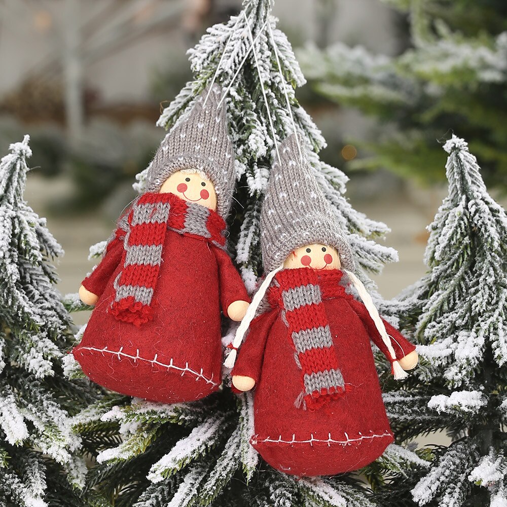2 stk jul plys legetøj sød santa gammel mand dukke vedhæng ornamenter juletræ år dekoration hængende legetøj: B