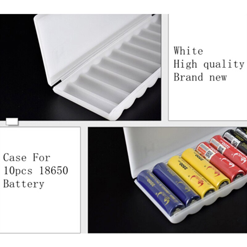 1PC 10X18650 Cassa Del Supporto Della Batteria 18650 Scatola Di Immagazzinaggio Del Supporto Duro Bianco Della Copertura Della Cassa del Supporto Della Batteria dell'organizzatore del Contenitore