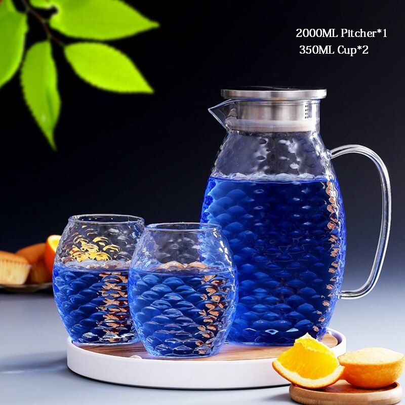Jarra de cristal con forma de pez, conjunto de jarra de agua, té, jarra de champán, cóctel, limón, recipientes para zumo, 1.5L/2L