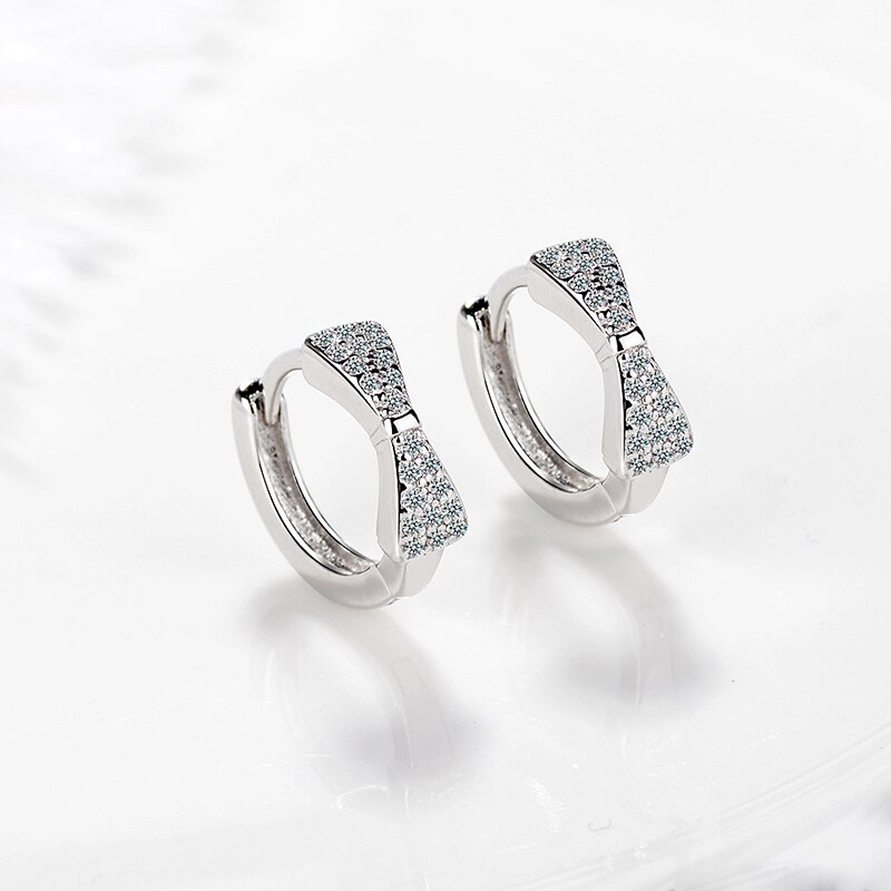 Bonito romântico rosegold hoop brincos simples arco-nó cristal zircônia brinco para mulheres jóias de alta qualidade