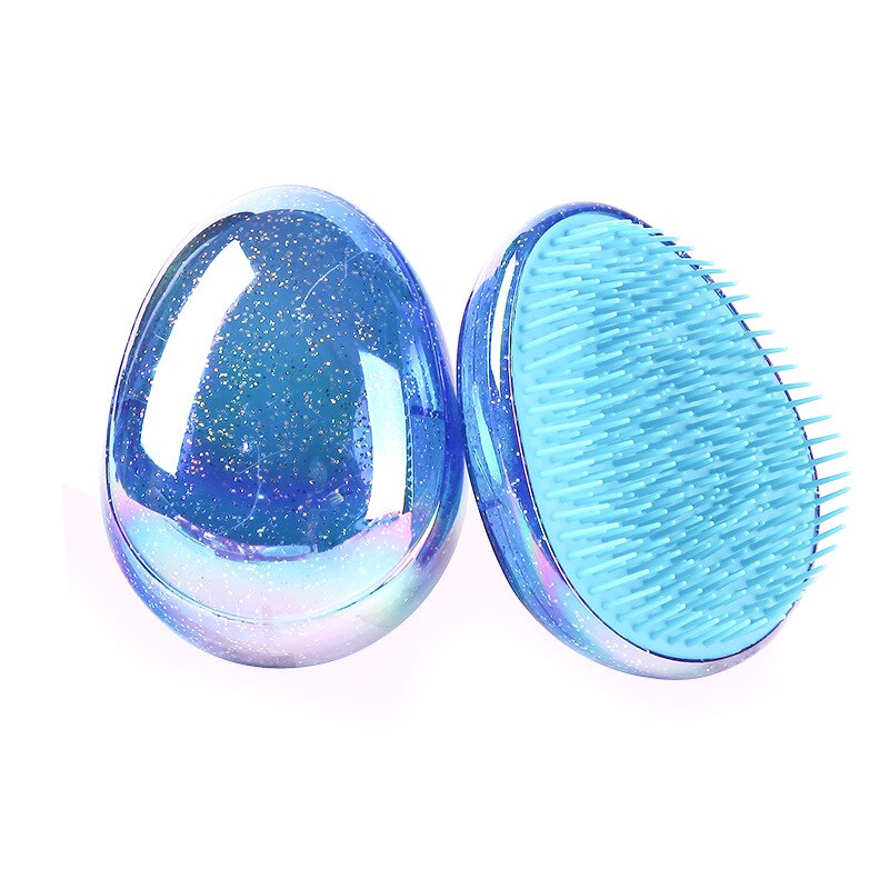 Brosse à cheveux en forme d&#39;œuf rond, outils de coiffure doux, peigne démêlant, Salon, soins capillaires, voyage, 1 pièce: Blue