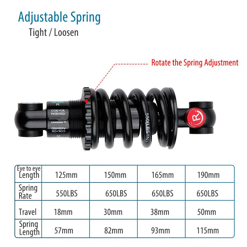 EXA Form Kindshock KS 291R – ressort de bobine hydraulique pour vélo de montagne, amortisseur arrière, précharge, réglable