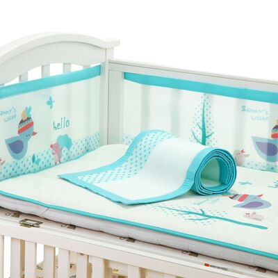 Ademend Mesh Bumper Crib Liner Baby Beddengoed Wasbare Roze, Bruin, Blauw: Bird