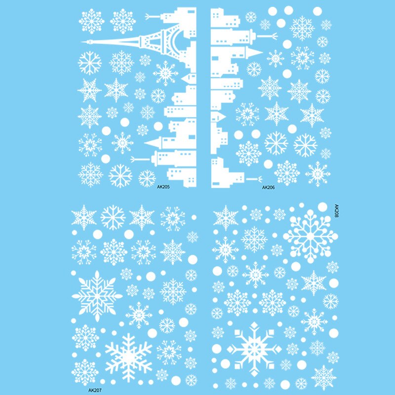 Pegatina de vidrio de nieve de Navidad, ventana, escaparate, decoración de habitación estática, pegatina de pared autoadhesiva: 04 4PCS
