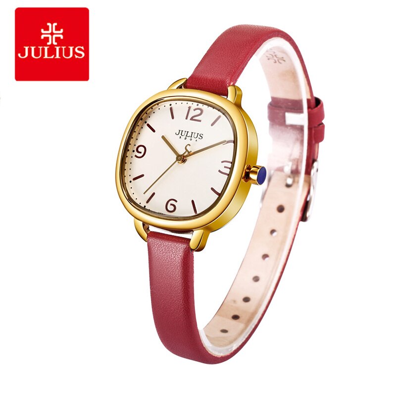 Julius Dunne Lederen Band Vrouwen Horloges Dames Vierkante Wijzerplaat Armband Horloges Vrouwelijke Quartz Horloge Relogio Feminino