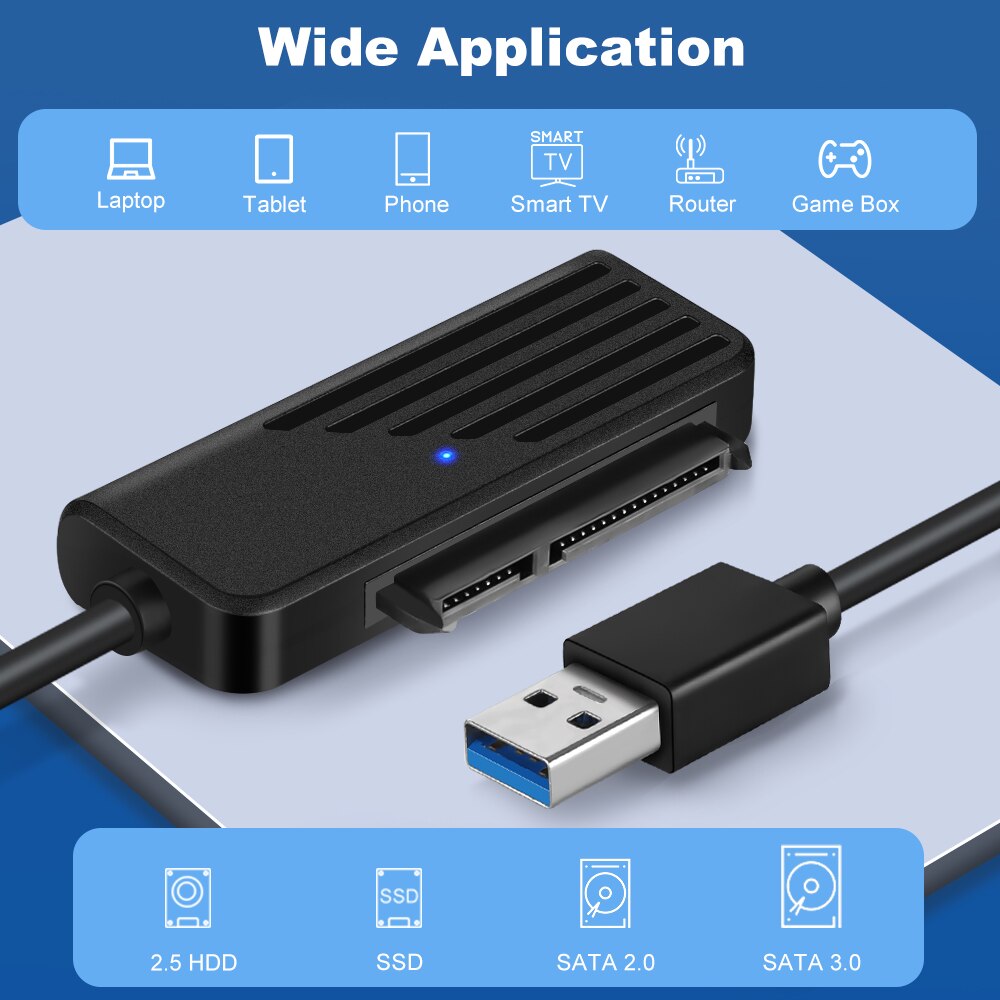 Zexmte USB 3.0 TO SATA Adapter USB A/C TO SATA 2.5 INCH Cable Support SATA HDD/SSD Hard Drive Up to 4TB Plug and Play