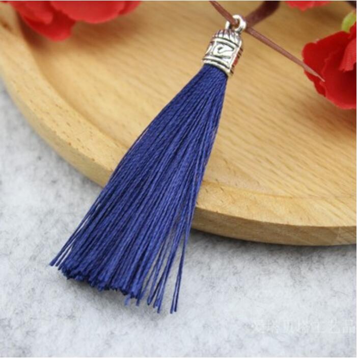 Rideau de bijoux avec pompon en argent, 10 pièces, accessoires de décoration pour vêtements, porte-clés, sac de téléphone portable, franges, garniture, sangles suspendues: Dark Blue