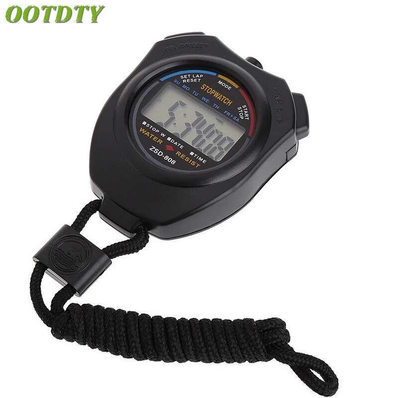 Sport Stopwatch Professionele Handheld Digitale Lcd Sport Stopwatch Chronograaf Counter Timer Met Strap63HF