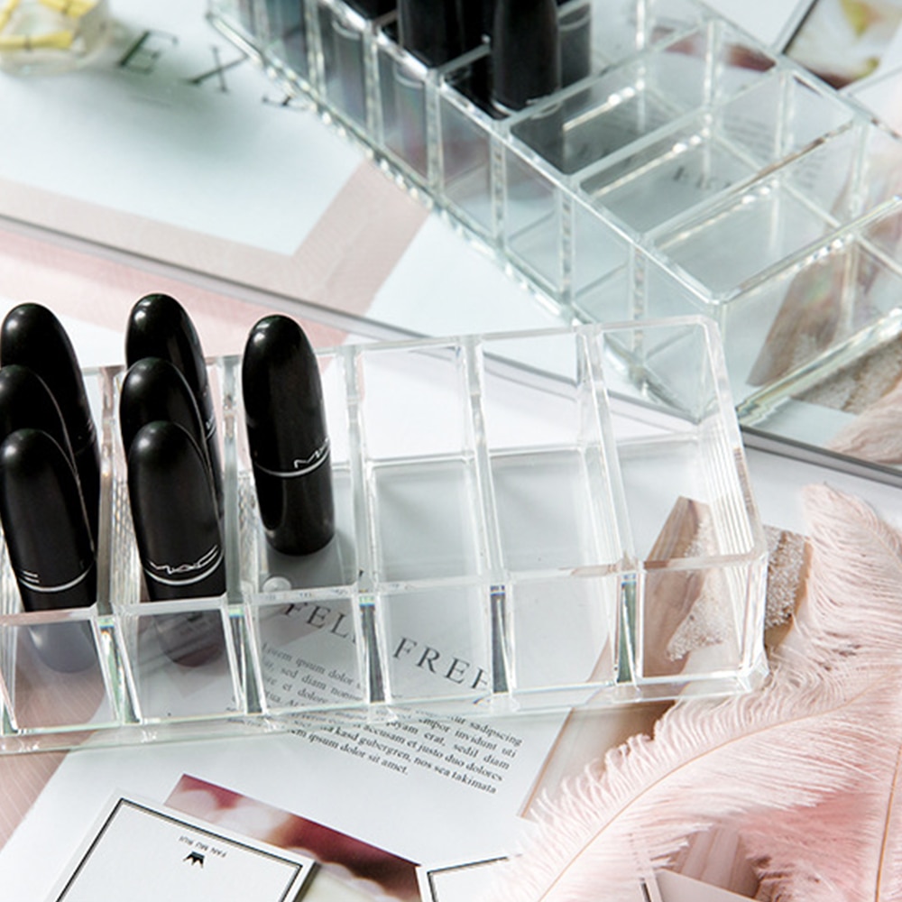 PS-caja de almacenamiento para cosméticos, caja de almacenamiento de crema CC, armario de tocador acrílico, estante de exhibición de polvo, organizador de maquillaje, soporte para cosméticos