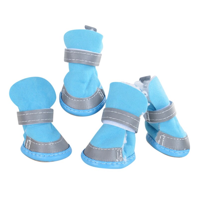 4pcs/set Waterproof Pet Boots Dog Shoes Soft Bottom Shoes for dogs Thick Anti-slip Winter Warm Dog Socks Dogs Protectors Shoes: L / S