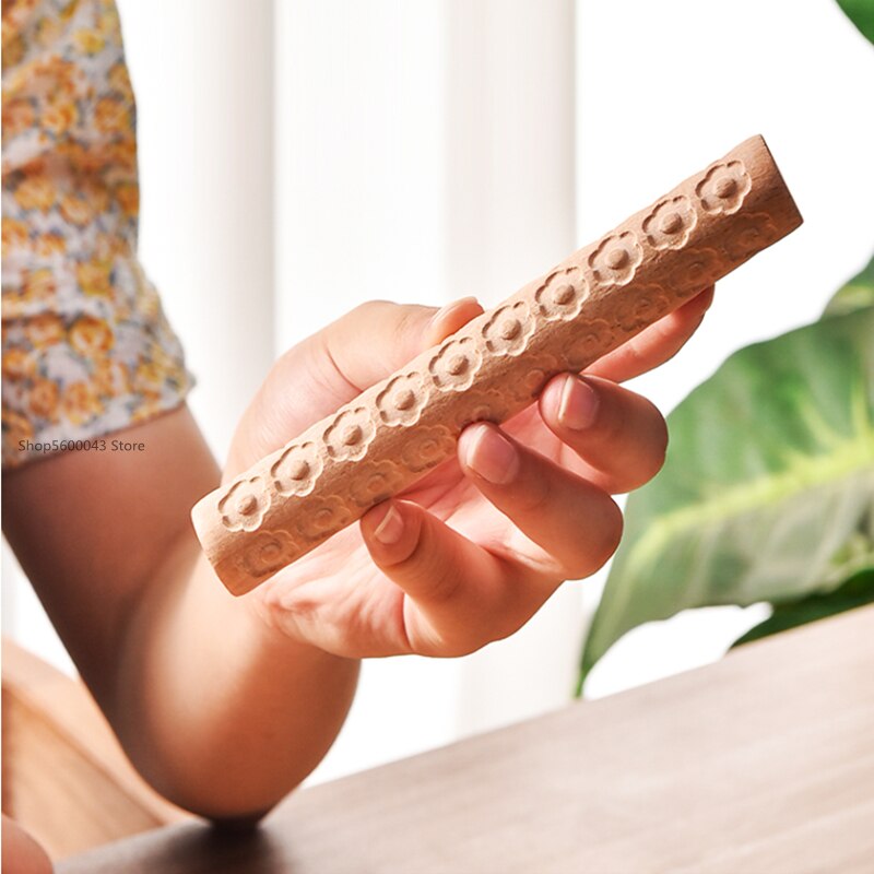 Large Wooden Texture Mud Rolling Mud Board Printing Embossing Stick Wood Grain Rolling Mud Pin Clay Sculpture Modeling Tools