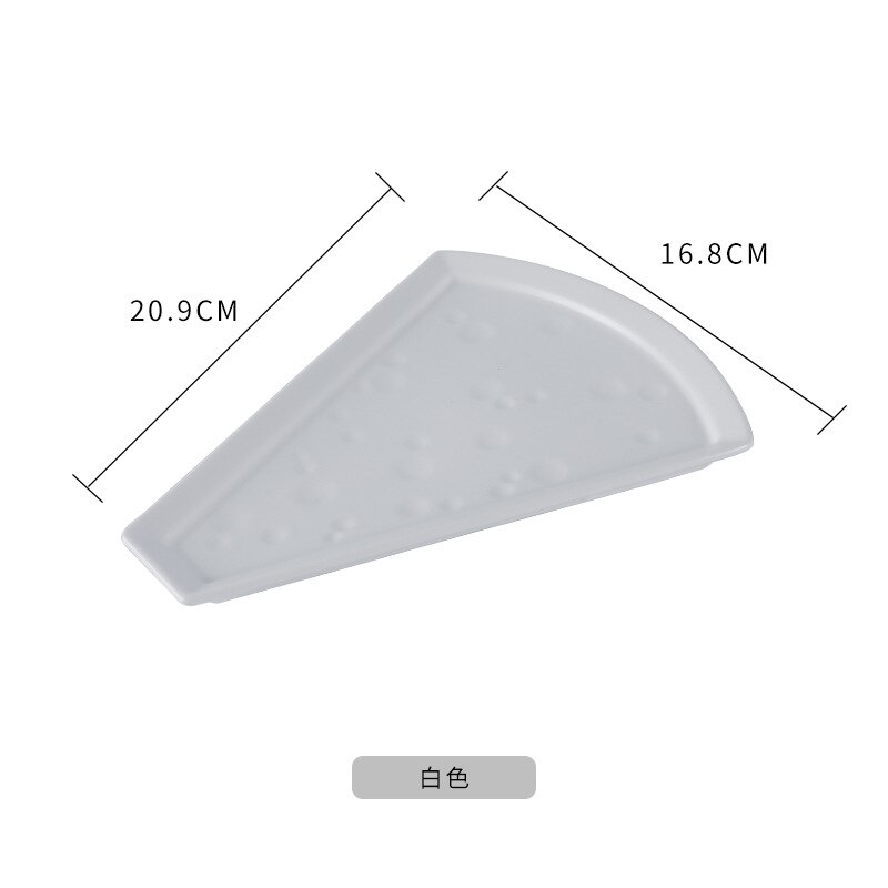 Pizza Shape ceramic grid fruit plate snack plate serving platter small dish tray Home desktop dried fruit snack tray: White