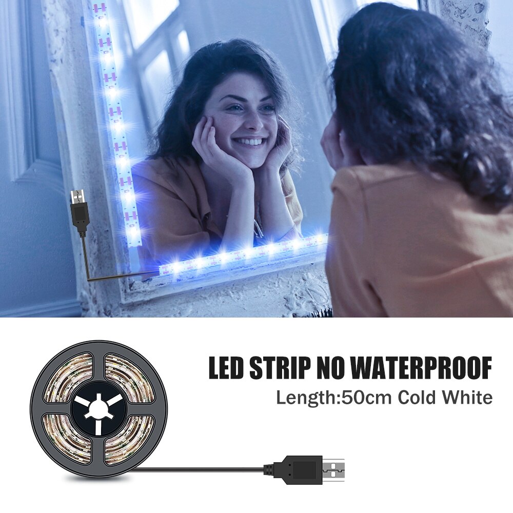 Led Make-upspiegel Licht Vanity Lamp Strip 5V USB Backlight LED Flexibele Lamp Tape Kaptafel Spiegel Lamp Voor Badkamer Decor: changeable