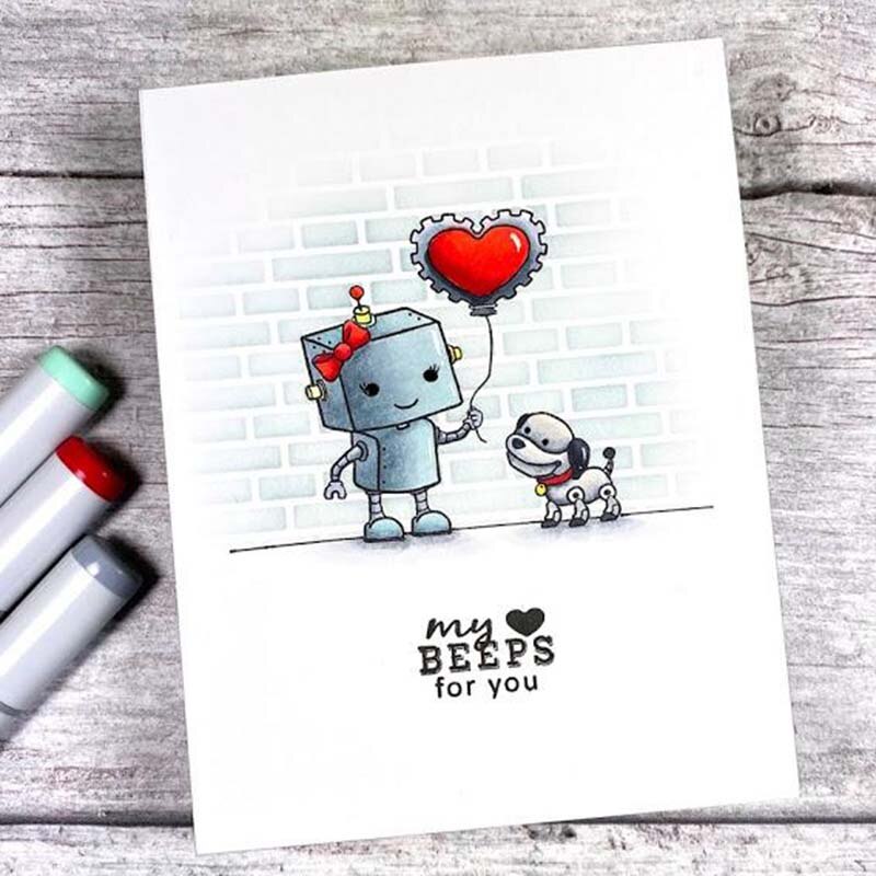 Monkey Love Robot Metal Cutting Dies and Stamps Stencil for DIY Scrapbooking photo album Embossing Decorative DIY Paper Cards