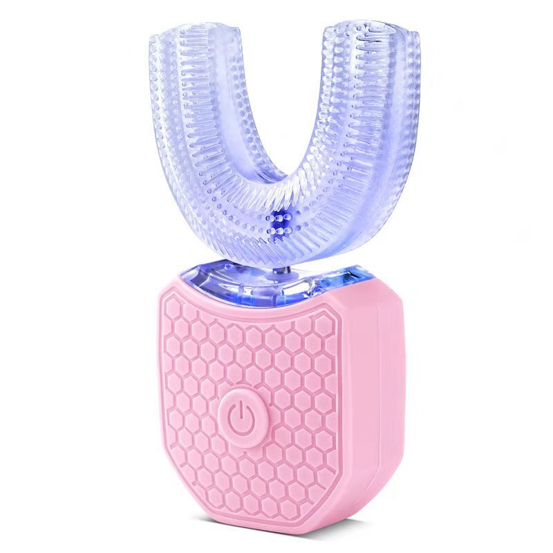 Tandenborstel Automatische Ultrasone Tanden Borstel 360 Graden Nano Silicone U-vormige Usb Oplaadbare Teethbrush Elektrische Tandenborstel: Roze