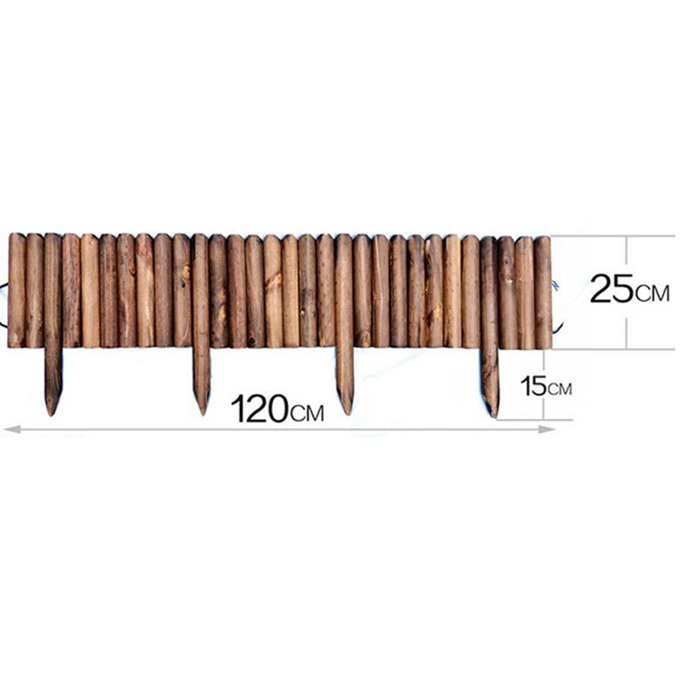 Garden Log Roll Border Wooden Fence Barrier Decorative Flower Bed Timber Pile Wooden Edging Fence For Flower Beds Lawns Paths: B 25x120CM