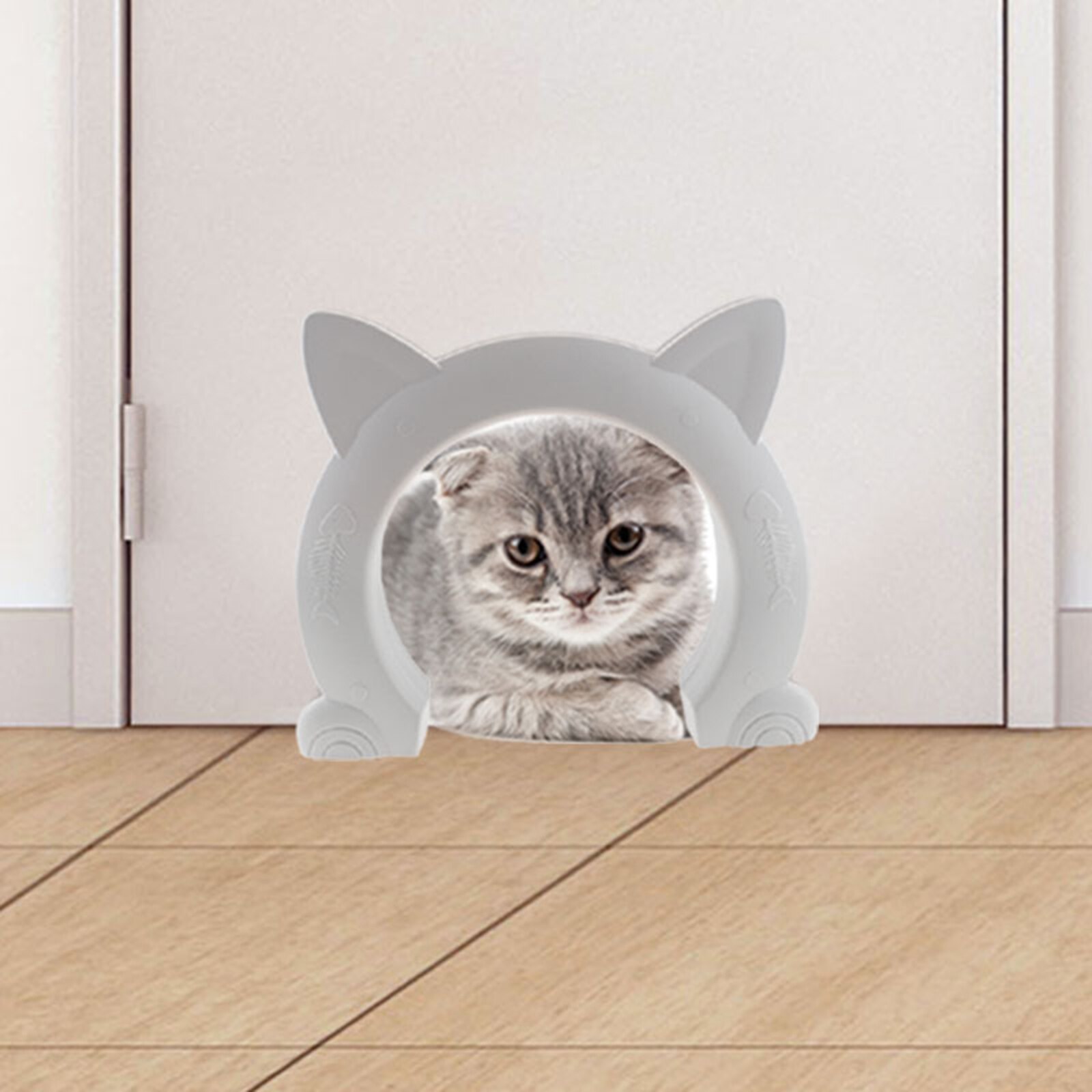 Cute Cat Door, Pet Door for Kitty Interior Door Hole Pass Fits Hollow for Small Medium Large Cats Hidden Litter Box Gate