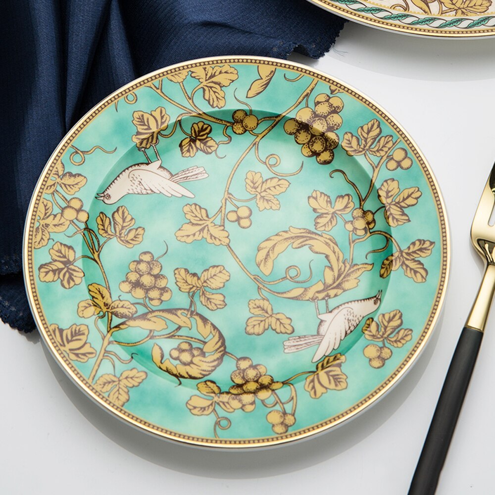 Bone china Plate Tableware Ceramic plate Dinner Set Porcelain Dessert Plate Steak Salad Snack Cake Plates butterfly pattern