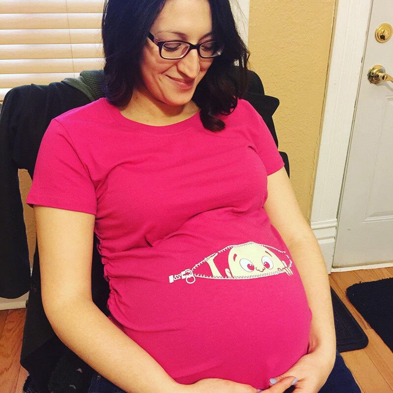 Pregnant Woman Breastfeeding Clothes Maternity Baby Peeking T Shirt Pregnancy Tee Expecting Mothers Tops Shirt Mom Tshirt