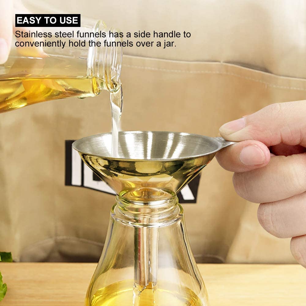 3 Pcs/Set Stainless Steel Funnels Multi-Use Kitchen Funnel Set For Transferring Liquid Fluid Cooking Oils & Powder Tools