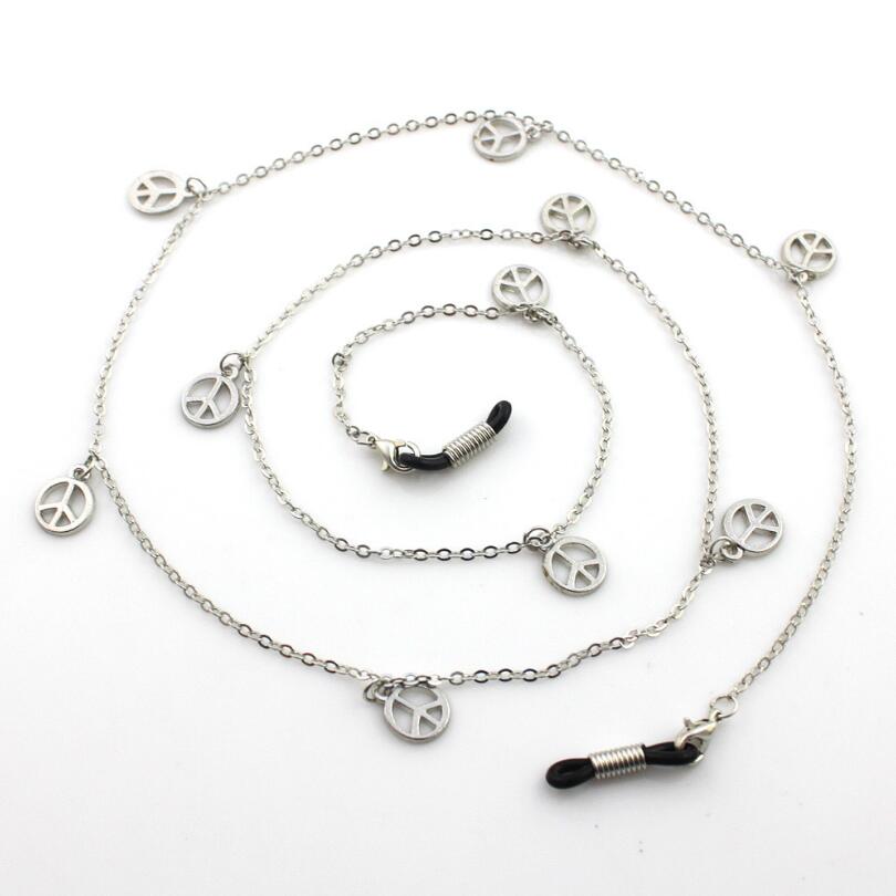 WLLHYF Lenzenvloeistof Kettingen voor Vrouwen Elegante Brillen Metalen Bril Retainer Strap Lanyard Goud Sliver Bril Zonnebril Houders Rond Hals Ketting Accessoires, Zilver, 83