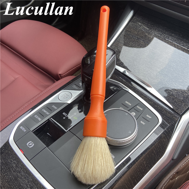Lucullan Cepillos de limpieza premium de pelo de jabalí natural súper densos para espacios pequeños, bahías de motor y detalles exteriores
