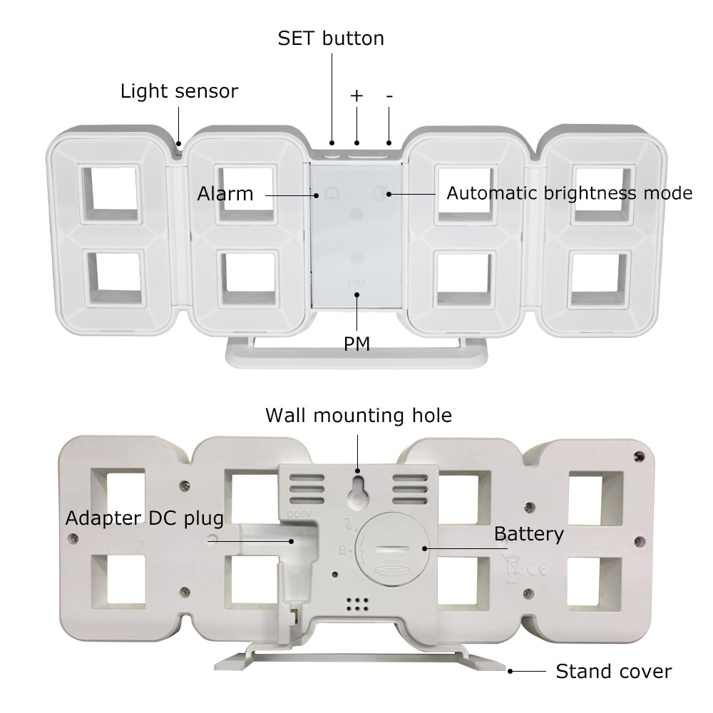 Zegar ścienny 3D doprowadziło duży czas kalendarz temperatura biurko stół Morden projekt cyfrowy zegarek automatyczne podświetlenie Dom dekoracje budziki