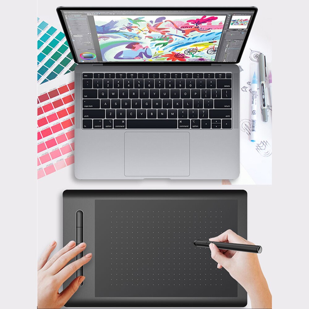 WP9625B Graphics Tablet Drawing Tablet 8192 Levels Pressure Sensitivity 5080LPI Resolution 230PPS Read Speed 2.4G/BT/USB