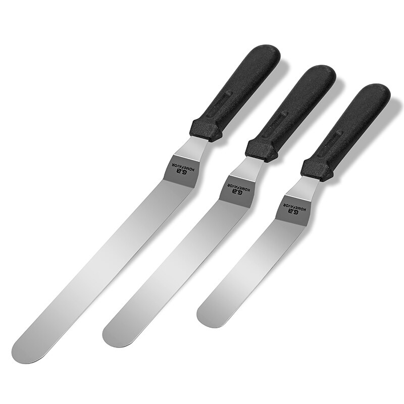 Kage spatel sæt palet kniv sæt vinklet rustfrit stål glasur spatel offset cutter kage dekorere værktøjer: 3 stk