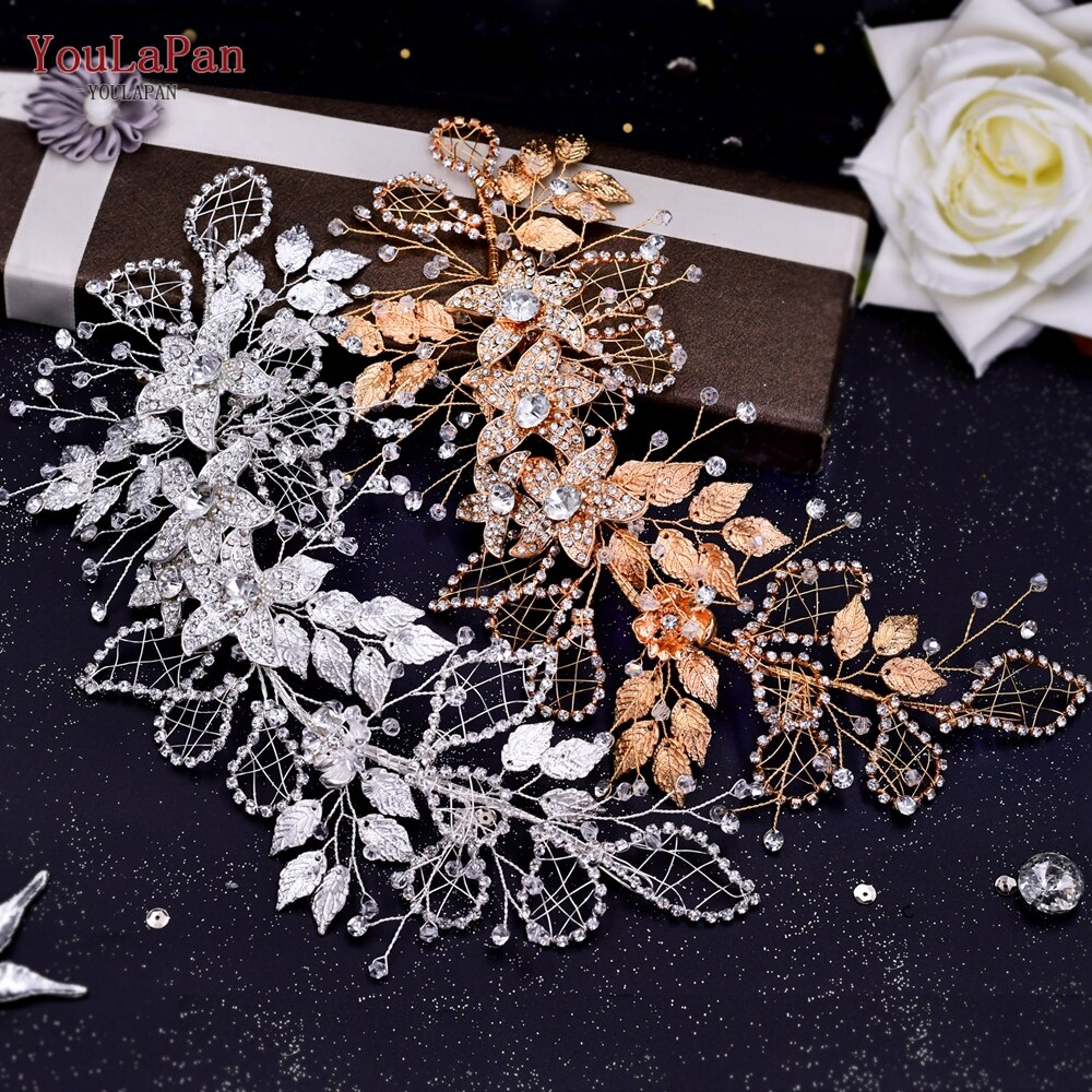 Topqueen  hp282 silverbröllop headpiece bröllop hårband kristall huvudstycken för brud flätade pannband brud tiara och krona