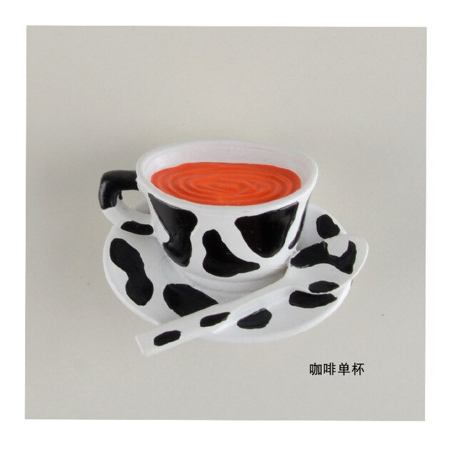 Accessoires créatifs pour café en 3D | Aimant pour réfrigérateur, dessin animé Moka, Pot de café en forme de tasse, Note magnétique, décoration par absorption et absorption: 4