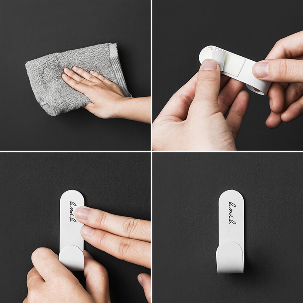 4pcs Simple Geometric Elements Key Hook Wall Coat Hanger Letter Rack Key Holder Self-adhesive Stand For Home Decoration
