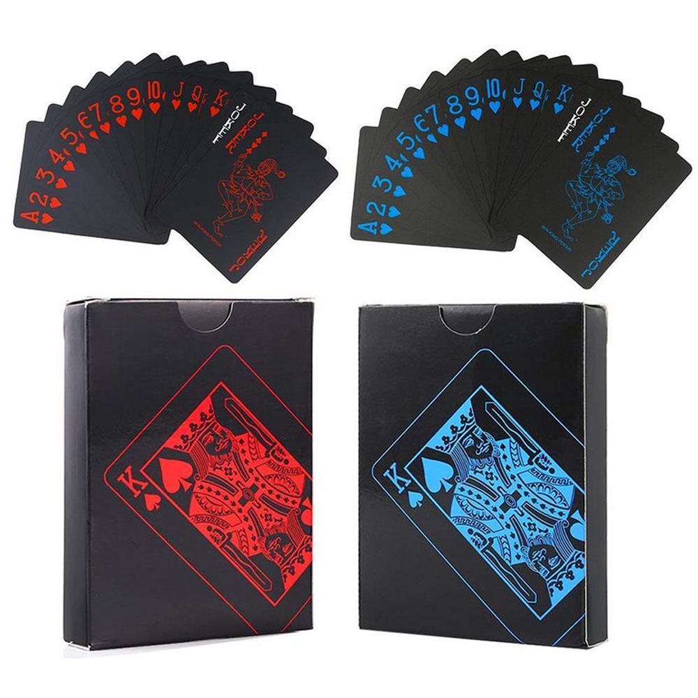 Playing Cards Educational Toys Water Resistant Black Playing Cards Plastic PVC Practical Magic Poker Gaming Card