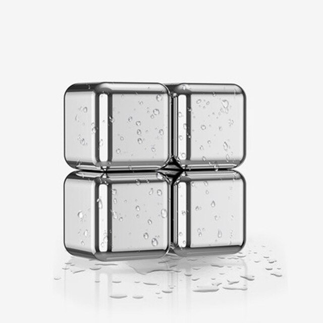 Reusable Stainless Steel Stones for Whiskey Stone Cubes for Wine Beer Juice Champagne Gadgets Vodka Ice Cube Kitchen Accessories: A-4pcs