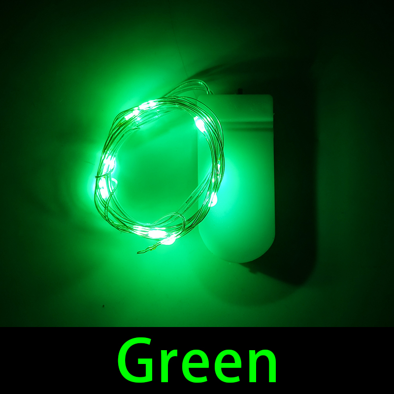 Vanntett lyslenke med  cr2032 batterier, led-mini-julelys av kobbertråd, til bryllup, julegirlanderfest: Grønn / 16-20w