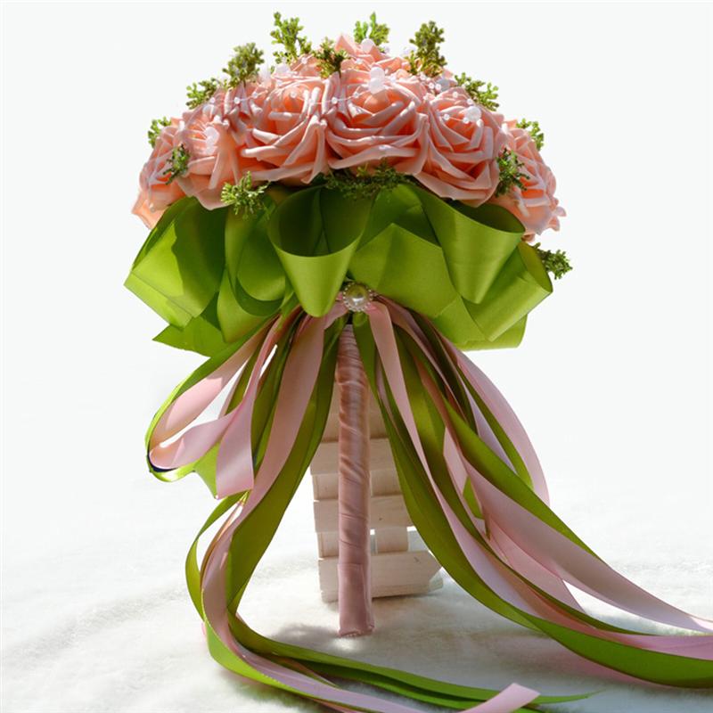 Handgemaakte Pastorale Kunstmatige Nep Bloemen Boeket Simulatie Rozen Parels Bridal Holding Toss Boeket Voor Bruiloft Gunsten