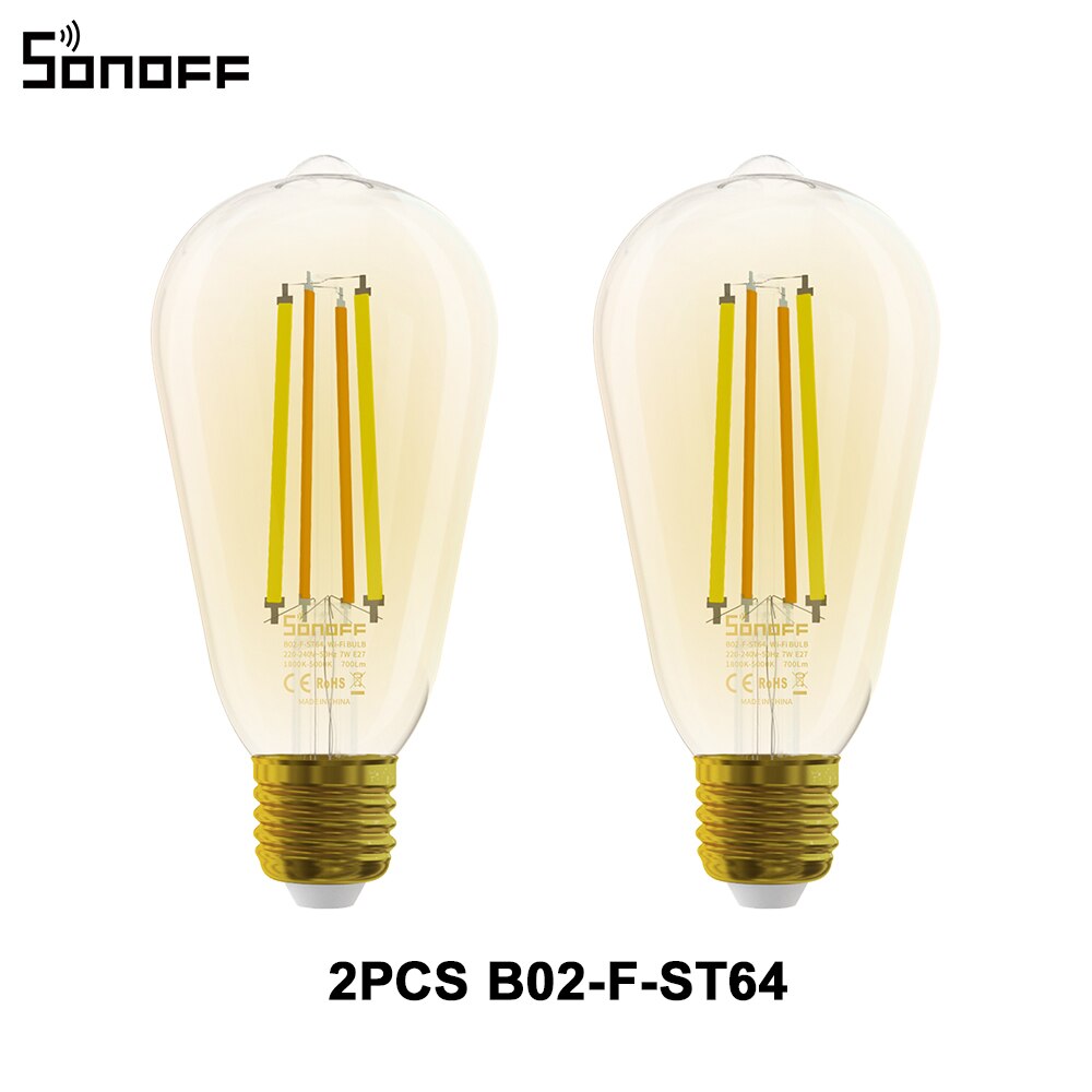 SONOFF B02-F Smart Wi-Fi Filament Led-lampe Vintage Stil Energiesparende Licht Dimmbare Voice Control über Alexa Google Hause: 2PCS B02-F-ST64