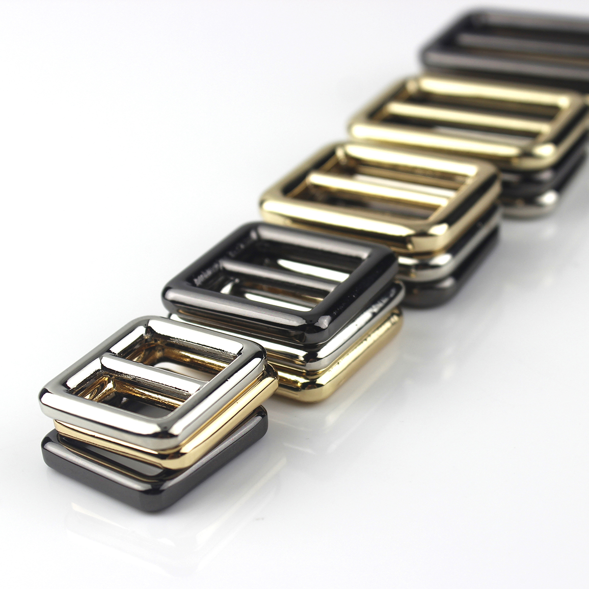 1 pz fibbia tri-scivolare in metallo fuso 3 sbarra regolatore cursore centrale centrale fibbia barra per borsa artigianale in pelle zaino tracolla