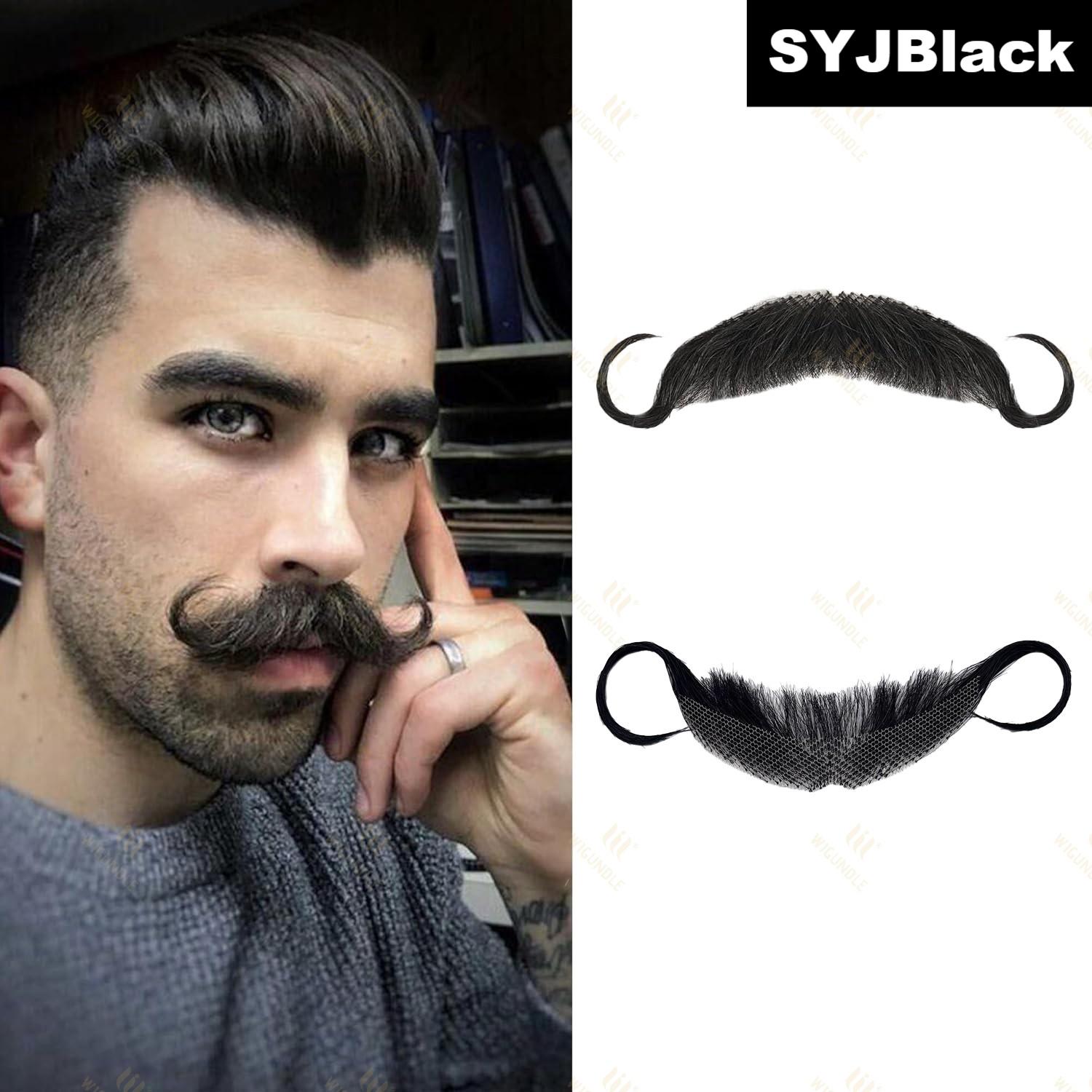 Fantasia de cavanhaque falso, cabelo facial, barba realista, bigode com fita adesiva, cabelo humano, renda, barba para halloween, festa de natal: #34