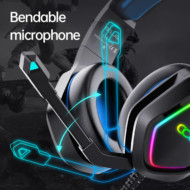 LeTi Gamer słuchawki tylko słuchawki przewodowe światło RGB mocny bas słuchawki z mikrofonem do gier XBox One PS4 PC Laptop