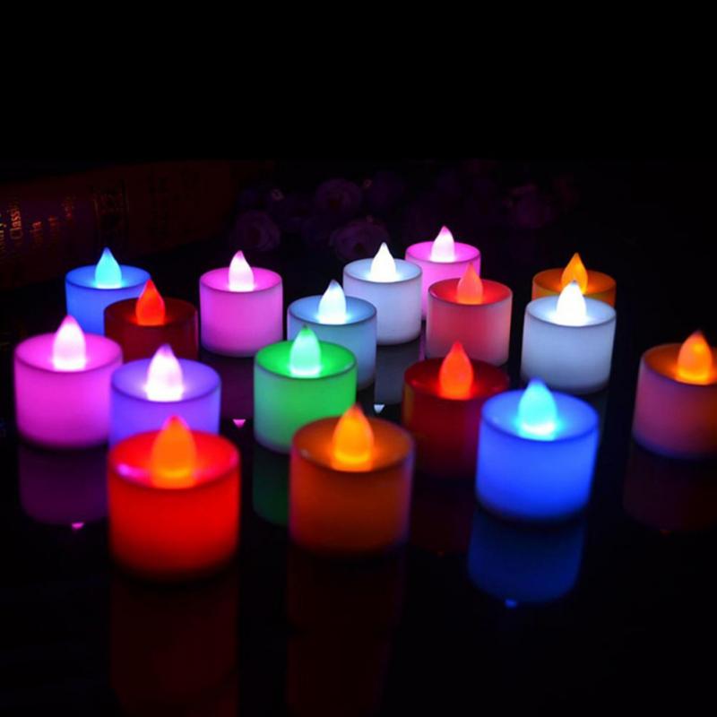 LED Candle Multicolor Lamp Simulation Color Flame Tea Light Candles Home Birthday Party Wedding Decoration Candles: change color
